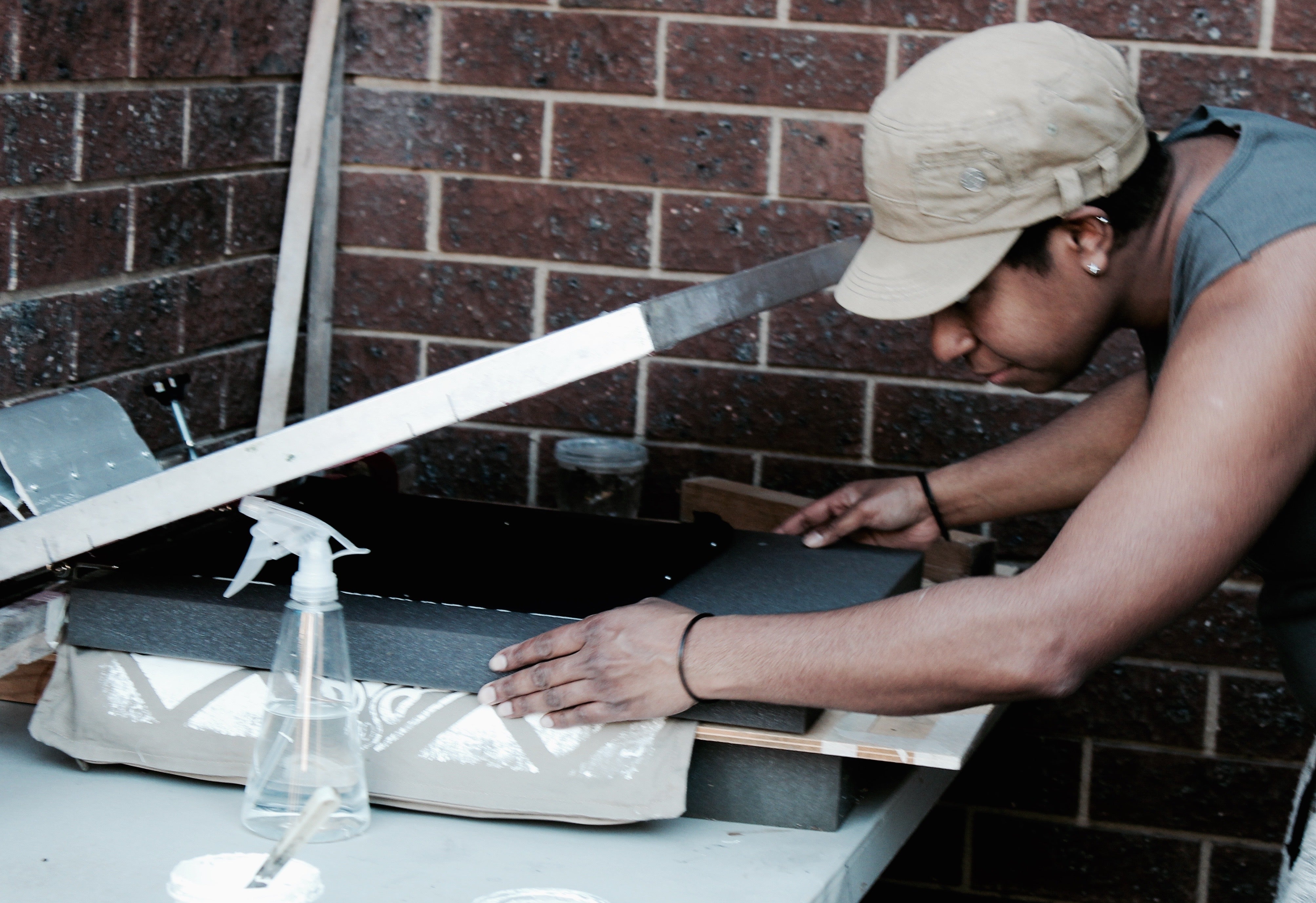 Screen printing in progress